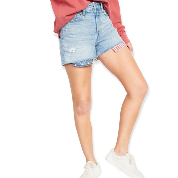 OLD NAVY High-Waisted O.G. Americana Cut-Off Jean Shorts 8 NWT - Picture 2 of 6